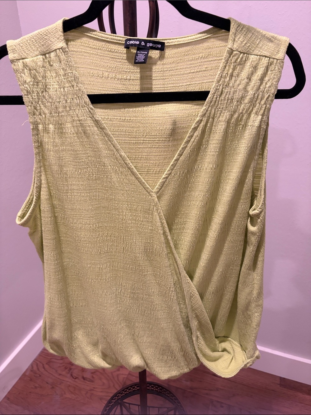 Cable & Gauge Light Lime Green Wrap-Front Sleeveless Tank